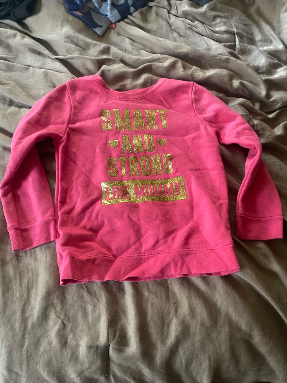 Garanimals Hot Pink Sweatshirt with Gold Glitter 'Smart and Strong' Graphic